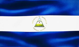 Ilustración 3d de una bandera de nicaragua - bandera de tela ondeante realista foto