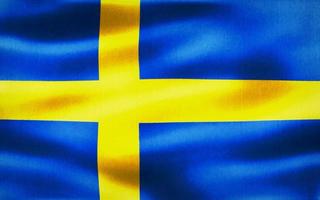 3D-Illustration of a Sweden flag - realistic waving fabric flag photo