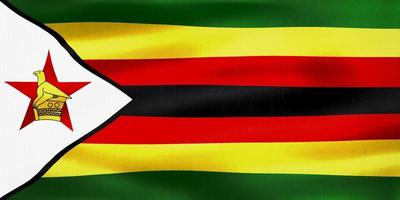 3D-Illustration of a Zimbabwe flag - realistic waving fabric flag photo