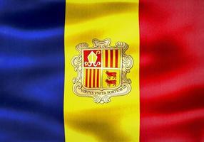 Andorra flag - realistic waving fabric flag photo