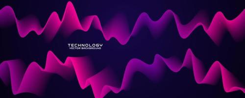 3D purple pink techno abstract background overlap layer on dark space with glowing waves concept decoration. Modern graphic design element dynamic wavy style for banner flyer, card, or brochure cover vector