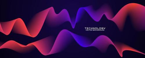 3D blue purple techno abstract background overlap layer on dark space with glowing waves concept decoration. Modern graphic design element dynamic wavy style for banner flyer, card, or brochure cover vector