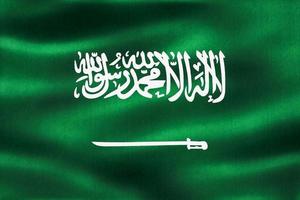 Ilustración 3d de una bandera de arabia saudita - bandera de tela ondeante realista foto