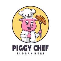 Pig Chef Cartoon Logo Template vector