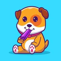 perro es comiendo hielo crema ilustración vector