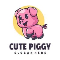 Cute Baby Pig Cartoon Logo Template vector