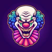 Angry clown face illustrations for mascot, tshirt, sticker, and label vector