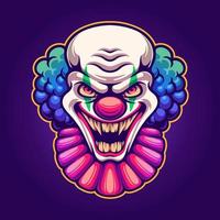 Angry clown face illustrations for mascot, tshirt, sticker, and label vector