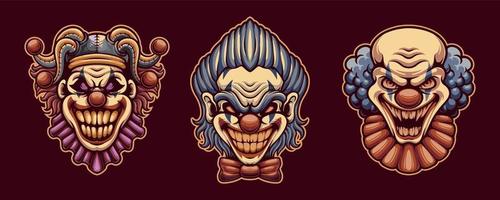 enojado payaso bufón cara ilustraciones para mascota, camiseta, pegatina, y etiqueta vector