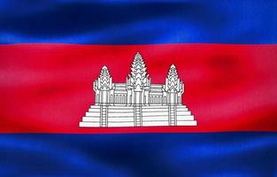 Ilustración 3d de una bandera de camboya - bandera de tela ondeante realista foto