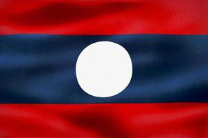 3D-Illustration of a Laos flag - realistic waving fabric flag photo