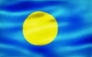 3D-Illustration of a Palau flag - realistic waving fabric flag photo