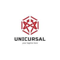 uniqursal hexagram symbol in red, the six pointed star vector