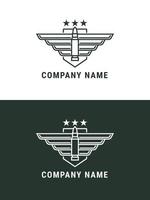 simple vector bullet with wings and three stars, winged bullet icon, flying bullet vector suitable for military logo