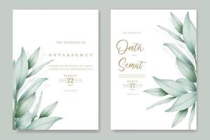 watercolor eucalyptus wedding invitation card vector