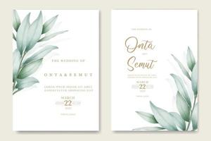 watercolor eucalyptus wedding invitation card vector