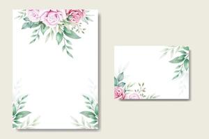 tarjeta de invitación de boda con acuarela rosa floral vector