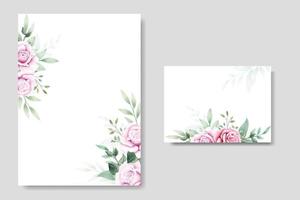 tarjeta de invitación de boda con acuarela rosa floral vector