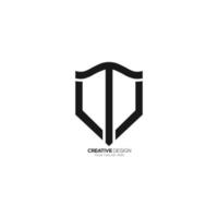 Modern letter T with shield security business logo vector