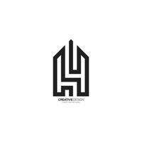 Creative letter H line art real estate housing minimal logo vector