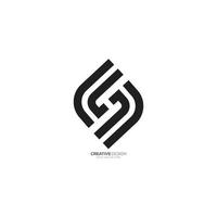 Letter S H negative shape elegant line art logo vector