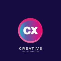 CX  initial logo With Colorful template vector. vector