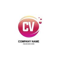 CV initial logo With Colorful Circle template vector