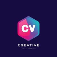 CV  initial logo With Colorful template vector. vector