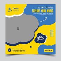 Travel and tourism social media post banner Design Template vector