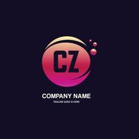 CZ initial logo With Colorful Circle template vector