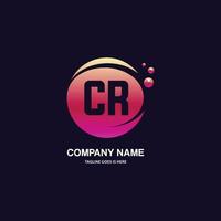 CR initial logo With Colorful Circle template vector