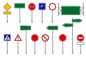 Traffic signs. Street and road signage, caution and safety, car speed limit highway symbols vector isolated set