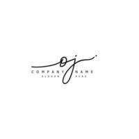 Initial OJ handwriting of signature logo vector