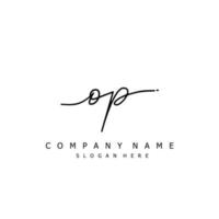 Initial OP handwriting of signature logo vector