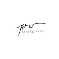 Initial PW handwriting of signature logo vector