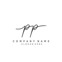 Initial PP handwriting of signature logo vector