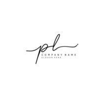 Initial PL handwriting of signature logo vector