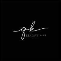 Initial QK handwriting of signature logo vector