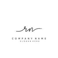 Initial RN handwriting of signature logo vector