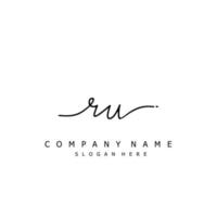 Initial RU handwriting of signature logo vector