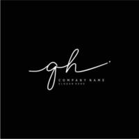 Initial QH handwriting of signature logo vector