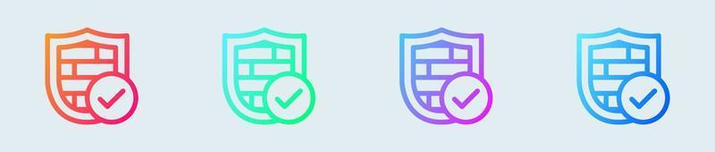 Firewall line icon in gradient colors. Network protection signs vector illustration.