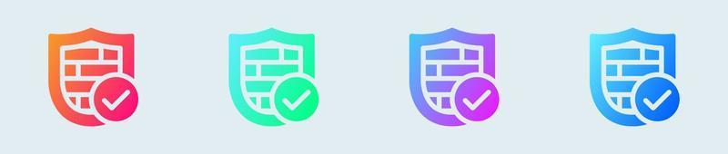 Firewall solid icon in gradient colors. Network protection signs vector illustration.