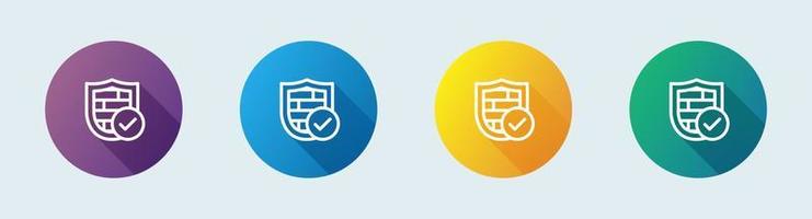 Firewall line icon in flat design style. Network protection signs vector illustration.