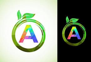 poligonal alfabeto un en un espiral con verde hojas. naturaleza icono firmar símbolo. geométrico formas estilo logo diseño para negocio cuidado de la salud, naturaleza, granja, y empresa identidad. vector