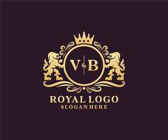 plantilla de logotipo de lujo real de león de letra vb inicial en arte vectorial para restaurante, realeza, boutique, cafetería, hotel, heráldica, joyería, moda y otras ilustraciones vectoriales. vector