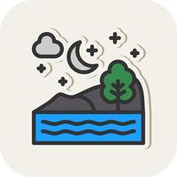 Night Landscape Vector Icon Design