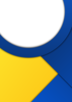 Simple and elegant flyer or poster templates background with blue and yellow main colors. Available transparent circle shape for image and text space. Suitable for advertising and promotion. png