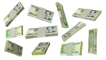 3D rendering of  stacks of 500 Cuban Peso notes flying in different angles and orientations png