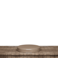 Wooden table, wood table top front view 3d render isolated png